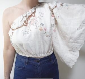 Rosalie Reworked Vintage Embroidered Tablecloth Top